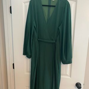 V Neck Plus Size Green Bodycon Dress